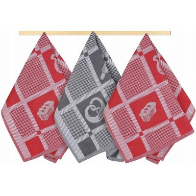 Brotex Kuchyňská utěrka 50 x 70 cm červenošedý patchwork – Sleviste.cz