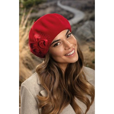 Krumlovanka dámský zimní baret s květem W-0834/001 – Hledejceny.cz