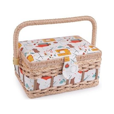 Kazeta - košík na šicí potřeby - bílá/šicí stroj – Sleviste.cz