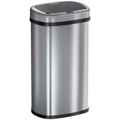 FurniGO Bezdotykový hranatý odpadkový koš s USB 50 l - stříbrný – Zboží Dáma