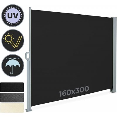 JAGO Výsuvná boční markýza, 160 x 300 cm, černá – HobbyKompas.cz
