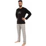 Gina 79177 pánské pyžamo dlouhé černo šedé – Zboží Dáma