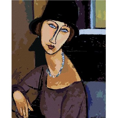 zuty Zuty - Malování Podle Čísel - Jeanne Hébuterne S Kloboukem A Náhrdelníkem (Amedeo Modigliani), 40X50