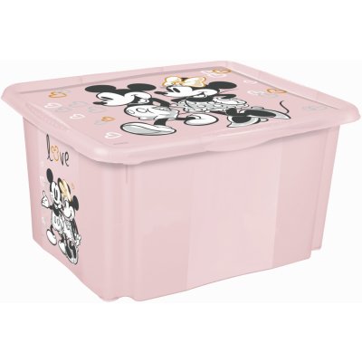 Plastový svět Plastový box Minnie 24 l světle růžový s víkem 42,5 x 35,5 x 22,5 cm – Zboží Mobilmania