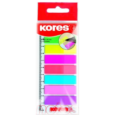 Kores Samolepící záložky Kores Index Strips - 8 x 25 lístků / barevné – Sleviste.cz