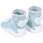 YO ponožky s gumovou podrážkou ponožkoboty dívčí tyrkysové se srdcem – Hledejceny.cz