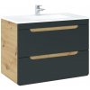 Koupelnový nábytek COMAD Závěsná skříňka s umyvadlem - ARUBA 821 cosmos, šířka 80 cm, dub craft/matná šedá cosmos