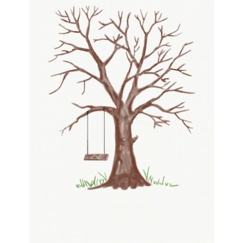 Svatba-eshop Svatební strom hnědý watercolor s houpačkou A4 - svatební stromy