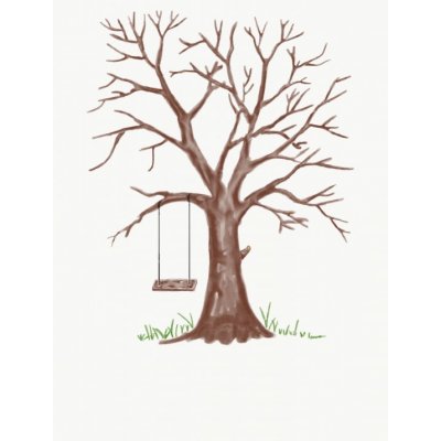Svatba-eshop Svatební strom hnědý watercolor s houpačkou A4 - svatební stromy – Zboží Mobilmania