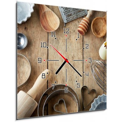 Obraz s hodinami 1D - 50 x 50 cm - kitchen utensil kuchyňské nádobí – Zbozi.Blesk.cz