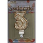 Godan Dortová svíčka číslo 3 zlatá – Zboží Dáma