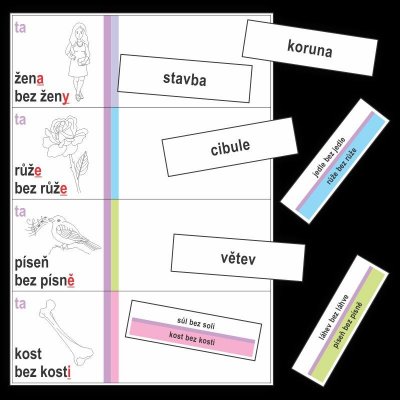 Vzory podstatných jmen - kartičky k procvičování třídění slov podle vzorů podstatných jmen - Rubínová Jitka – Zbozi.Blesk.cz
