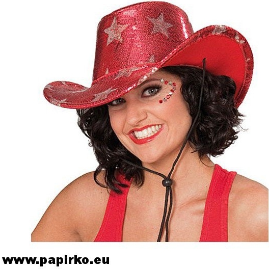 Kovbojský klobouk s hvězdami červený A11