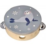 Adam Toys dětská dřevěná tamburína Tuleň šedá – Zboží Dáma