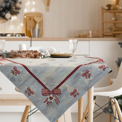 Eurofirany Vánoční GOBELÍNOVÝ UBRUS BOW 100X100 CM – Zboží Mobilmania