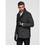 Ombre Men's short double-breasted wool coat graphite černá – Hledejceny.cz
