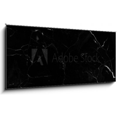 Skleněný obraz 1D panorama - 120 x 50 cm - Black marble natural pattern for background, abstract natural marble black and white, black marble stone. high resolution marb – Hledejceny.cz