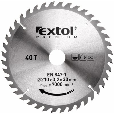 EXTOL PREMIUM pilový kotouč s SK plátky, 210x2,2x30mm, 40T, šířka SK plátků 3,2mm – Hledejceny.cz