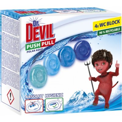 Dr. Devil Polar Aqua Push Pull WC blok bez košíku 4 x 20 g – Zbozi.Blesk.cz