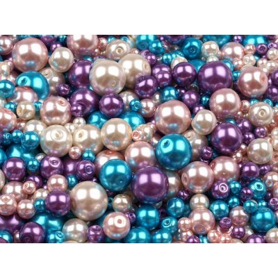 Skleněné voskové perly mix velikostí a barev Ø4-12 mm Balení: 50 g, Varianta: 18 mix – Zboží Dáma