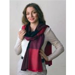 Kašmírská vlněná pašmína exclusive tmavě růžovo-černá – Zboží Mobilmania