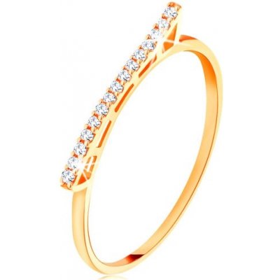 Šperky Eshop Prsten ze žlutého zlata vyvýšená třpytivá vlnka se zirkonky S3GG131.32