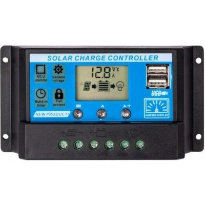 Solární regulátor PWM 12-24V/30A+USB pro Pb baterie, LiFePO4, Li-ion – Sleviste.cz