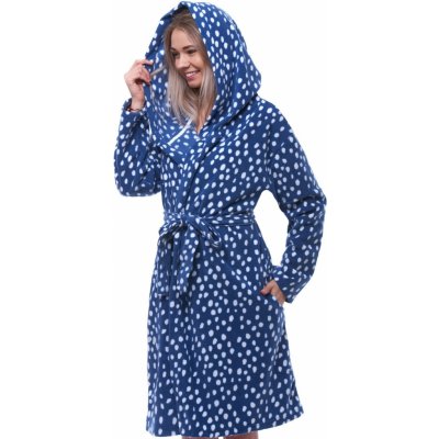 Modrý a bíle puntíkatý dámský župan hřejivý 1Z1717 modrá – Zboží Mobilmania