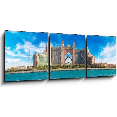 Obraz s hodinami 3D třídílný - 150 x 50 cm - Atlantis, The Palm Hotel in Dubai Atlantis, The Palm Hotel v Dubaji – Zbozi.Blesk.cz