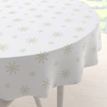 Biante Teflonový kulatý ubrus TF-102 Vánoční béžové vločky na bílém Ø 40 cm – Sleviste.cz