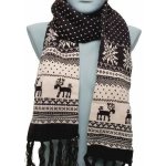 Zimní šála se vzorem sob hnědá – Zboží Dáma