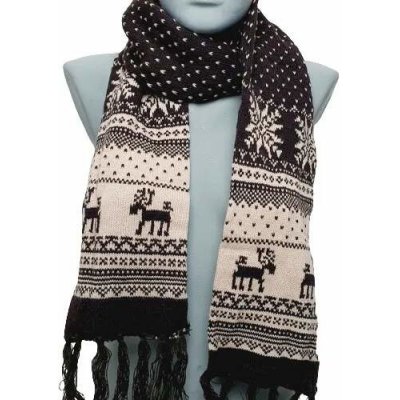 Zimní šála se vzorem sob hnědá – Zboží Dáma