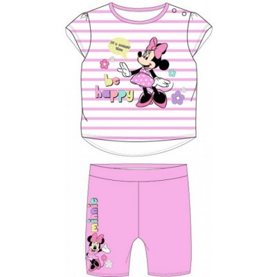 E plus M Kojenecká / dětská letní bavlněná souprava / set tričko a šortky Minnie Mouse Disney růžová