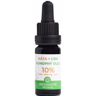 Greenhope Medical 10% CBD biokonopný olej extrakt MÁTA, 10 ml