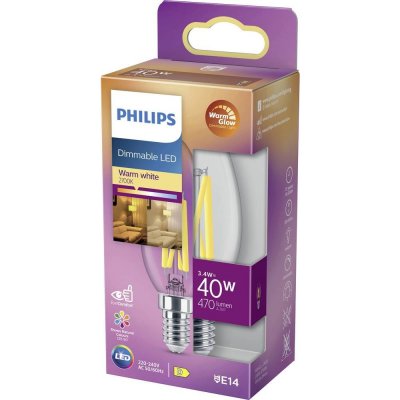 Philips Lighting 871951432421300 LED EEK2021 D A G E14 svíčkový tvar 3.4 W = 40 W teplá bílá Ø – Zboží Mobilmania