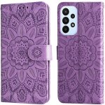 Pouzdro Embossing Pattern Slunečnice Samsung Galaxy A23 5G / M23 fialové – Sleviste.cz