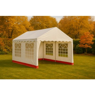 Garthen 391 Zahradní párty stan bílý s červeným lemem 3 x 4 m – Zboží Dáma