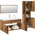 vidaXL 4dílná koupelnová sestava old wood kompozitní dřevo – Zboží Mobilmania