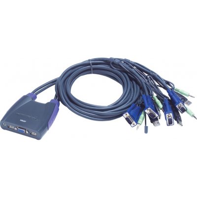 Aten CS-64U KVM elektronický přepínač, pro 4 PC, 1xVGA, 1xkláv., 1xmyš, 2xUSB, mini – Zbozi.Blesk.cz