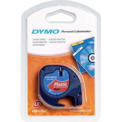 Dymo LetraTag 59424, S0721580 / 91203, S0721630, 12mm x 4m, černý tisk/červený podklad, originální páska – Hledejceny.cz