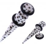 Šperky eshop fake taper z akrylu černý hvězdičkový vzor PC35.05 – Zboží Dáma