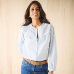 Pruhovaná halenka s dlouhými rukávy modrá/bílá – Zboží Mobilmania