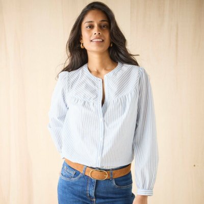 Pruhovaná halenka s dlouhými rukávy modrá/bílá – Zboží Mobilmania