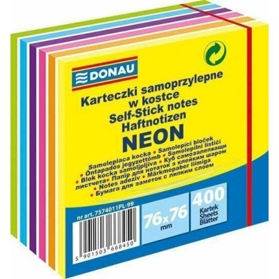 Donau samolepicí bloček 76 x 76 mm, 400 listů, Neon-Pastel mix – Zboží Živě