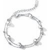 Náramek Šperky eshop dvojitý ocelový náramek stříbrné a perleťové korálky SP61.19