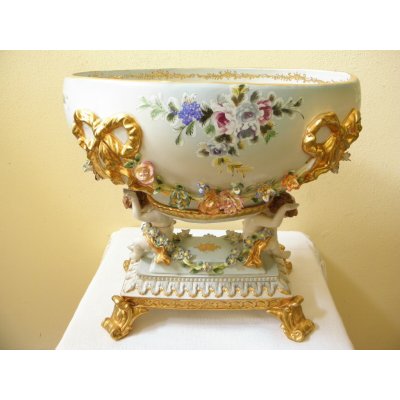 LUXUSNÍ VELKÁ PORCELÁNOVÁ FIGURÁLNÍ ŽARDINIÉRA – Hledejceny.cz