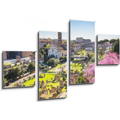 Obraz 4D čtyřdílný - 100 x 60 cm - The aerial view of Roman Forum in Rome, Italy Letecký pohled na Římské fórum v Římě, Itálie – Hledejceny.cz