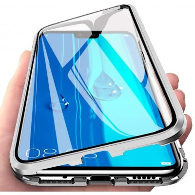 Pouzdro Beweare Magnetické oboustranné s tvrzeným sklem na iPhone X / iPhone XS - stříbrné