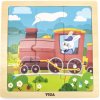 Dřevěná hračka Viga Toys Handy Wooden Puzzle Parní vlak 9 prvků