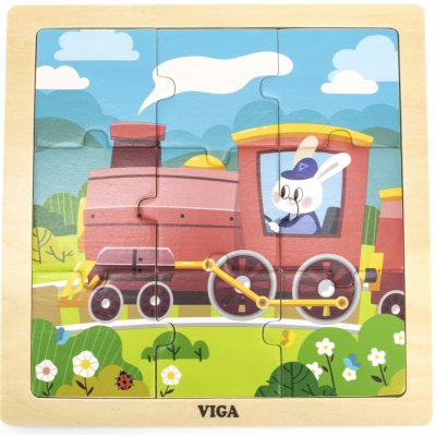 Viga Toys Handy Wooden Puzzle Parní vlak 9 prvků – Zboží Mobilmania